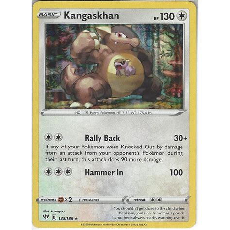 Pokemon Trading Card Game Kangaskhan Rare Holo Card Swsh