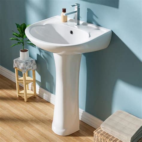 Aguamaph 20 In Pedestal Combo Bathroom Sink White Vitreous China Novelty U Shape Pedestal Sink