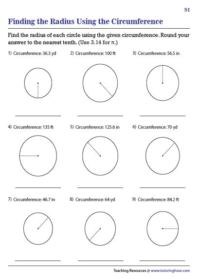 Finding Radius From Circumference Worksheets Worksheets Library