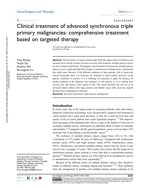 Pdf Clinical Treatment Of Advanced Synchronous Triple Primary