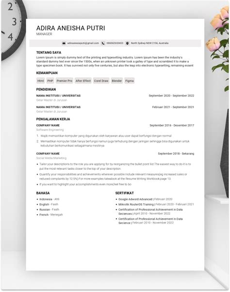 Instan Cv Generator Cv Otomatis Online Gratis Berbagai Template