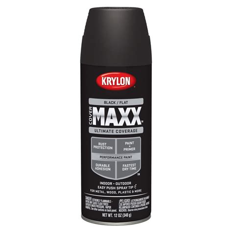 Krylon Covermaxx Flat Black Spray Paint And Primer In One Actual Net