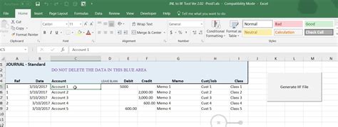 Excel Journal Entry Template