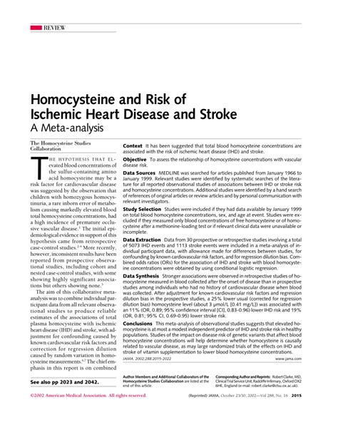 PDF Homocysteine And Risk Of Ischemic Heart Disease And Stroke A