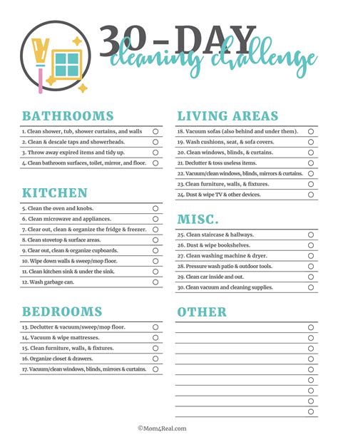 Day Cleaning And Organizing Challenge With Printable Checklist Mom