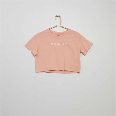 Camiseta Crop Top Ni A A Os Rosa Kiabi