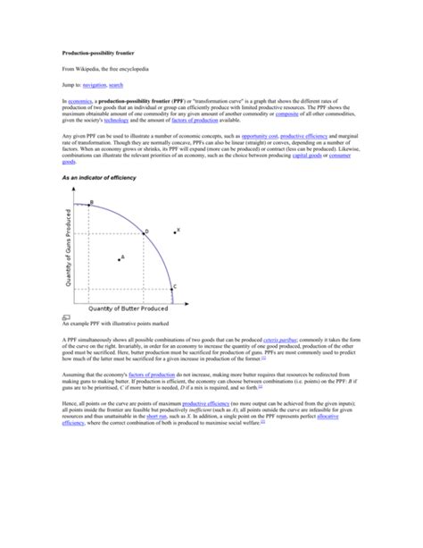 Production Possibility Frontier