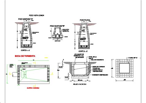 Pozo Sanitario Y Pluvial En AutoCAD Descargar CAD Gratis 169 55 KB