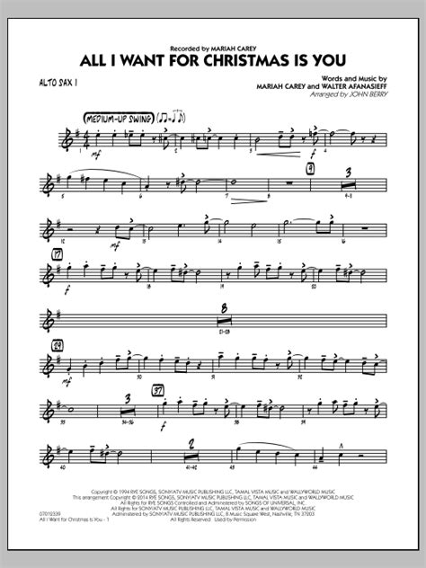 All I Want For Christmas Is You Alto Sax Sheet Music John Berry Jazz