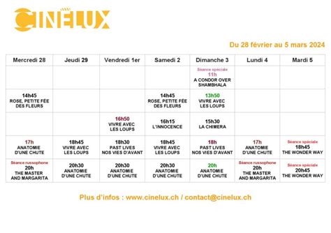 Programmation du 28 février au 5 mars 2024 Cinélux