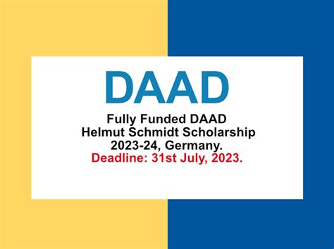 Fully Funded Daad Helmut Schmidt Scholarship Germany New