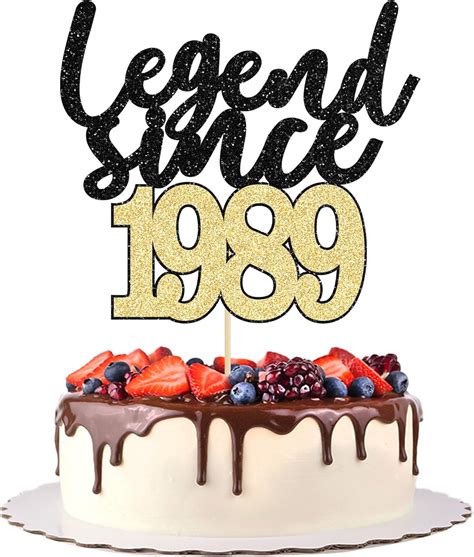 Gyufise 1pcs Legend Since 1989 Cake Topper Glitter Thirty