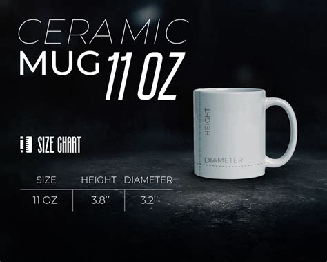 Mug Size Chart Oz Coffee Cup Mockup Sizing For Ceramic Teacup Size