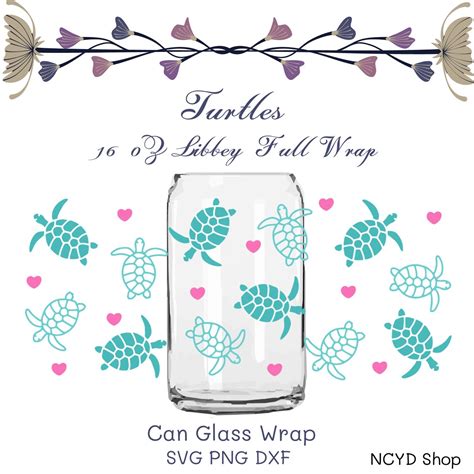 Sea Turtle Can Glass Wrap Svg 16oz Full Wrap Coffee Can Etsy