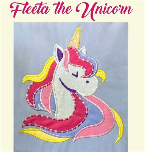 Embroidery Appliqué Digital Download Fleeta The Unicorn Brother Pes