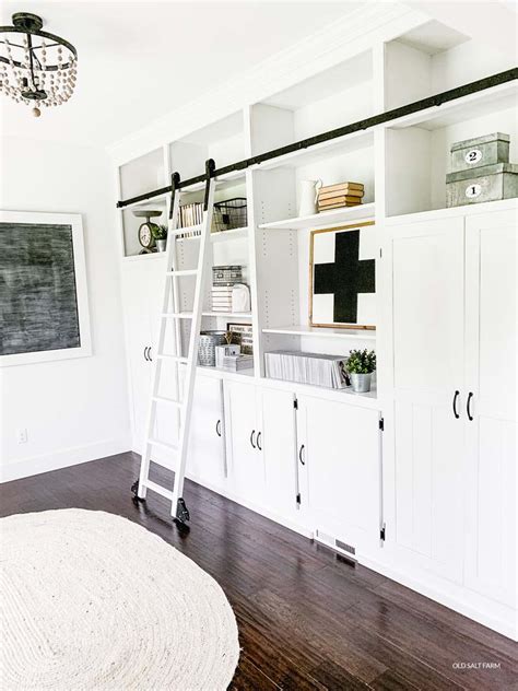 DIY Floor To Ceiling Bookshelves And Ladder Old Salt Farm