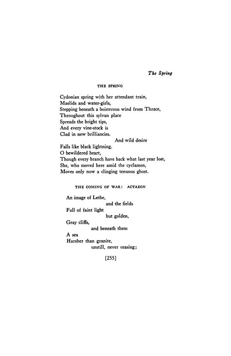 The Spring By Ezra Pound The Coming Of War Actaeon By Ezra Pound