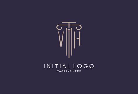 VH Logo Initial Pillar Design With Luxury Modern Style Best Design For