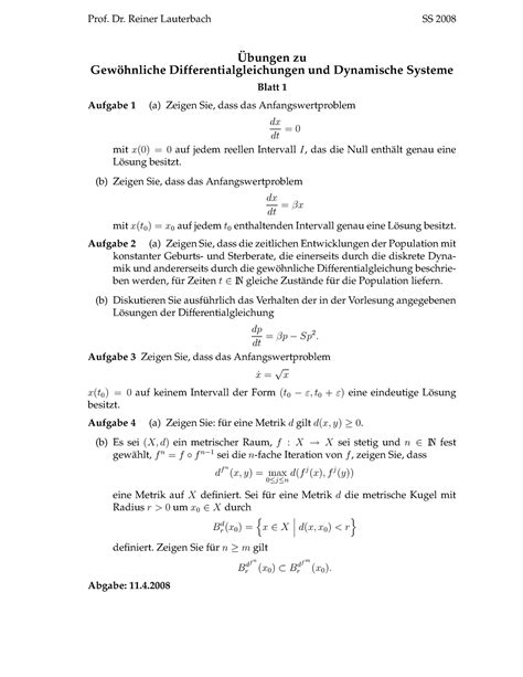 Praktisch Bungsblatt Aufgabe Ss Prof Dr Reiner