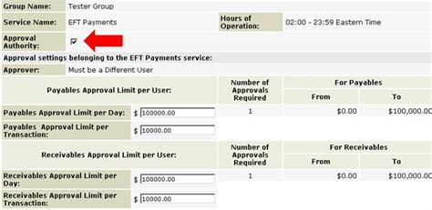 Group Information Service Privilege Details Eft Payments