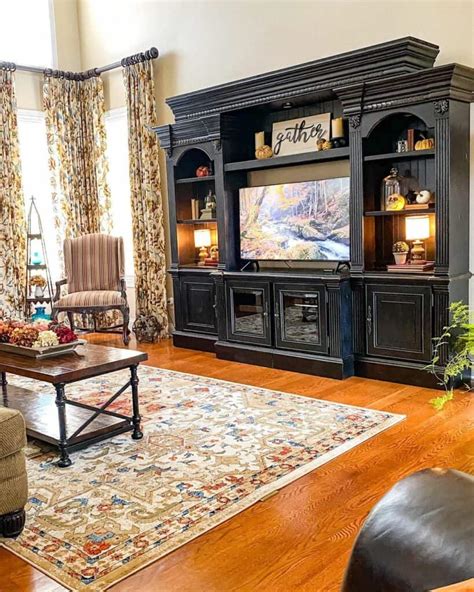 Black Classical TV Entertainment Center With Farmhouse Décor Soul Lane