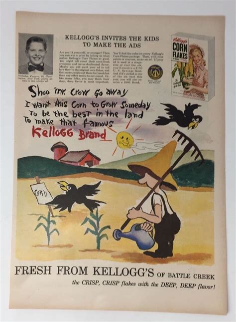 Original Print Ad Kellogg S Corn Flakes Kid Made Ads Crow Ebay