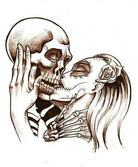 Sick Tattoo Idea Skull Couple Tattoo Kiss Tattoos Skull Tattoos