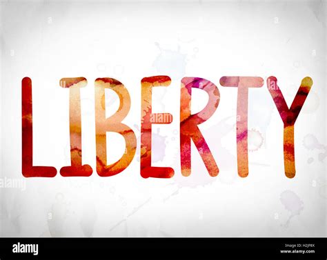 The Word Liberty Written In Watercolor Washes Over A White Paper