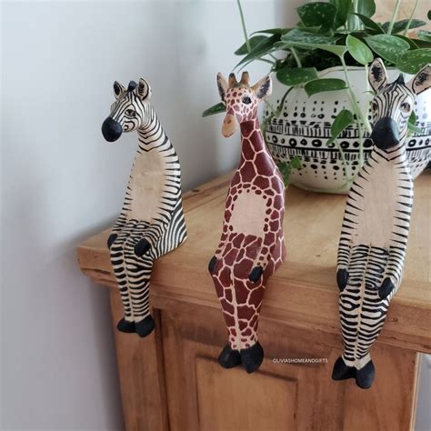 Wooden Zebra Figurine For Shelf Decor Bookcase Shelf Sitter Etsy