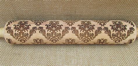 Engraved Rolling Pin Embossed Damask Cookie Stamp Damascus Etsy