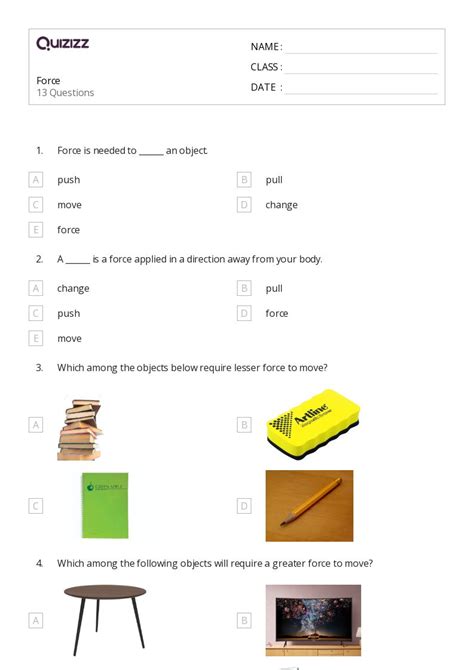 50 Forces And Interactions Worksheets For 1st Class On Quizizz Free