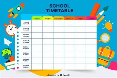 Premium Vector | Colorful school timetable template flat design | School timetable, Timetable ...