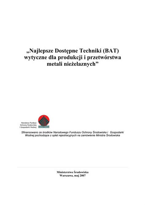 PDF Najlepsze Dostępne Techniki BAT wytyczne dla produkcji