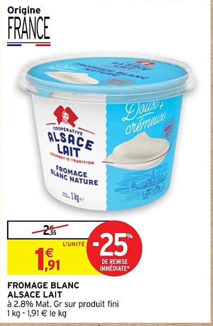 Promo Fromage Blanc Alsace Lait chez Intermarché iCatalogue fr