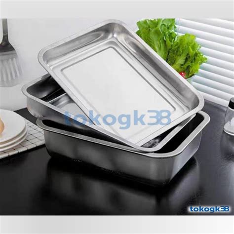 Jual Baki Kotak Stainless Dalam Tebal 32 Cm X 22 Cm X 7 Cm Shopee