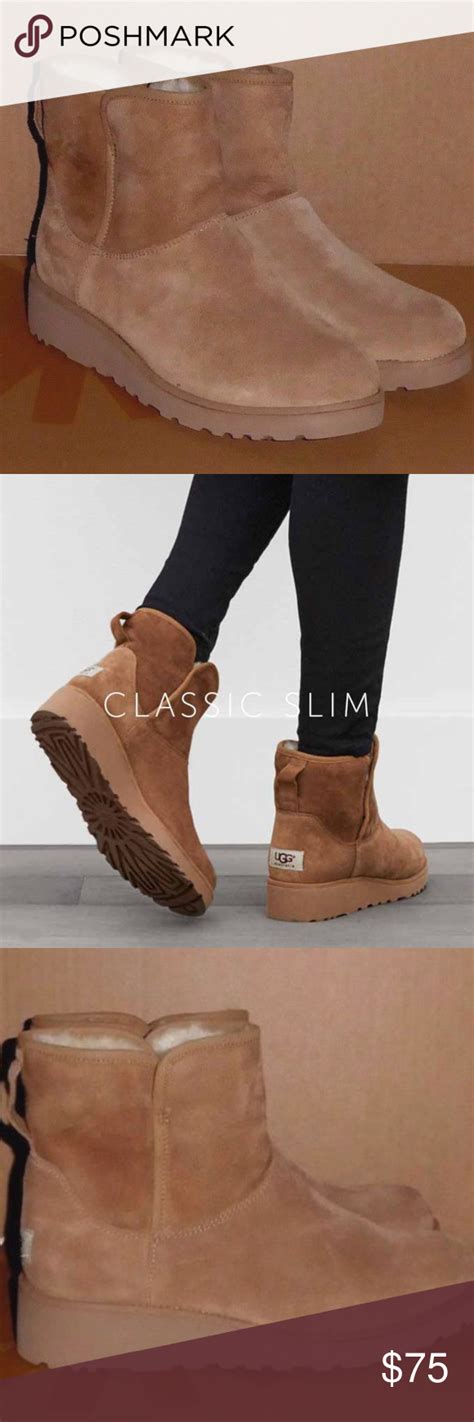 UGG Kristin Suede Sheepskin Wedge Boots Chestnut Wedge Boots Uggs