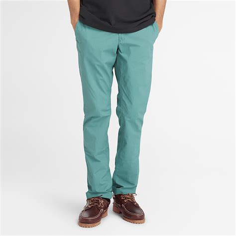 Pantalones Chinos De Popelina Para Hombre En Azul Verdoso