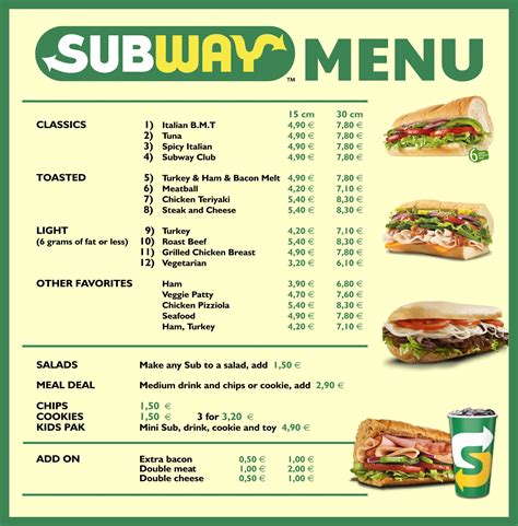 Subway Menu 2025 Pdf Barbara J Kelley