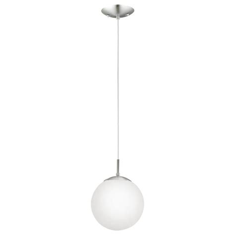 Eglo Rondo 7 88 Inch 1 Light Matte Nickel Pendant With White Glass Shade The Home Depot Canada