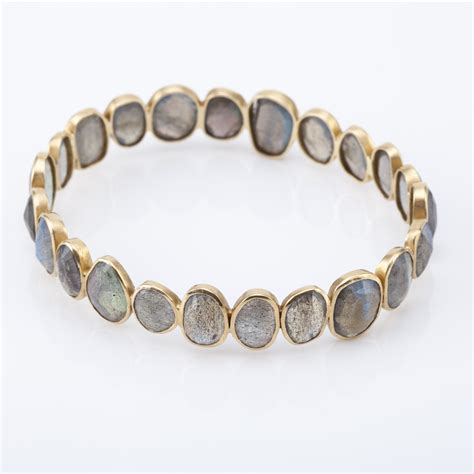 Bosch Rose Cut Labradorite 18k Gold Bezel Bracelet Ellen Celli Jewelry