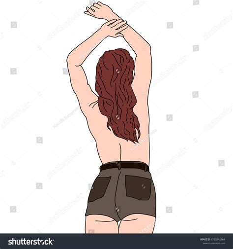 Drawing Standing Woman Naked Back Stock Illustration Shutterstock