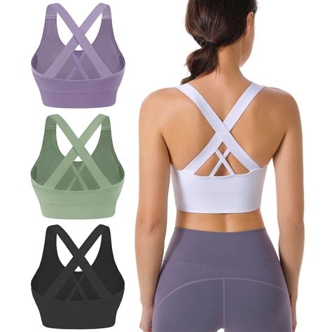 Evercute Sports Bra For Women Padded Medium Support Criss Cross Strappy