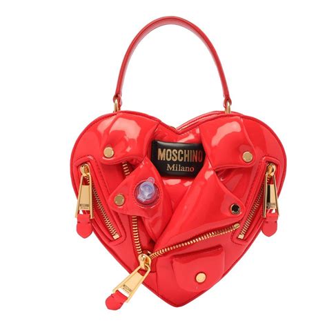 Moschino Chain Linked Biker Heart Crossbody Bag In Red Lyst