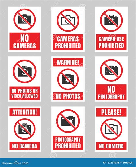 No Photo Sign Photography Prohibited Signboard No Camera Stock Vector