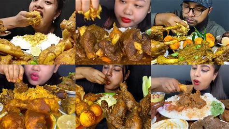 Eating Whole Chicken Curry Mutton Curry Egg Curry Chicken Liver