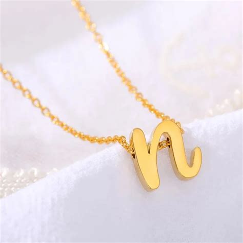 Leechee New Lowercase Letter Necklace Hollow Stainless Steel Necklace