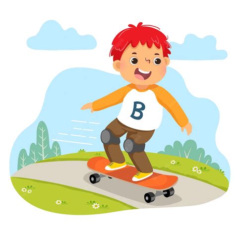 Premium Vector Cartoon Of Little Boy Riding On Skateboard In The Park