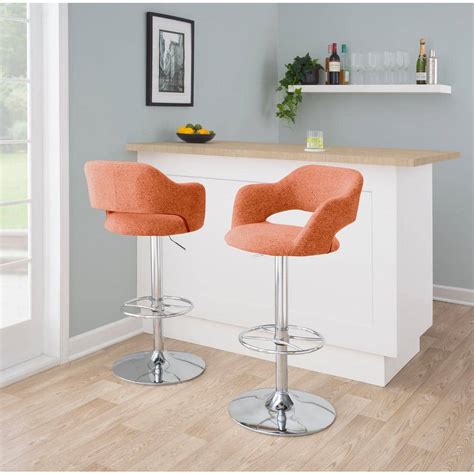 Lumisource Margarite 3225 In Orange Fabric And Chrome Metal