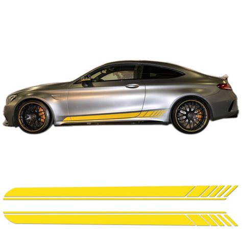 2pcs Side Stripes Stickers Vinyl Decal For Mercedes Benz Amg Edition 1 C63 Coupe Ebay