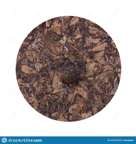 Round Flat Disc Of Puer Tea Isolated On White Background Chinese Tea